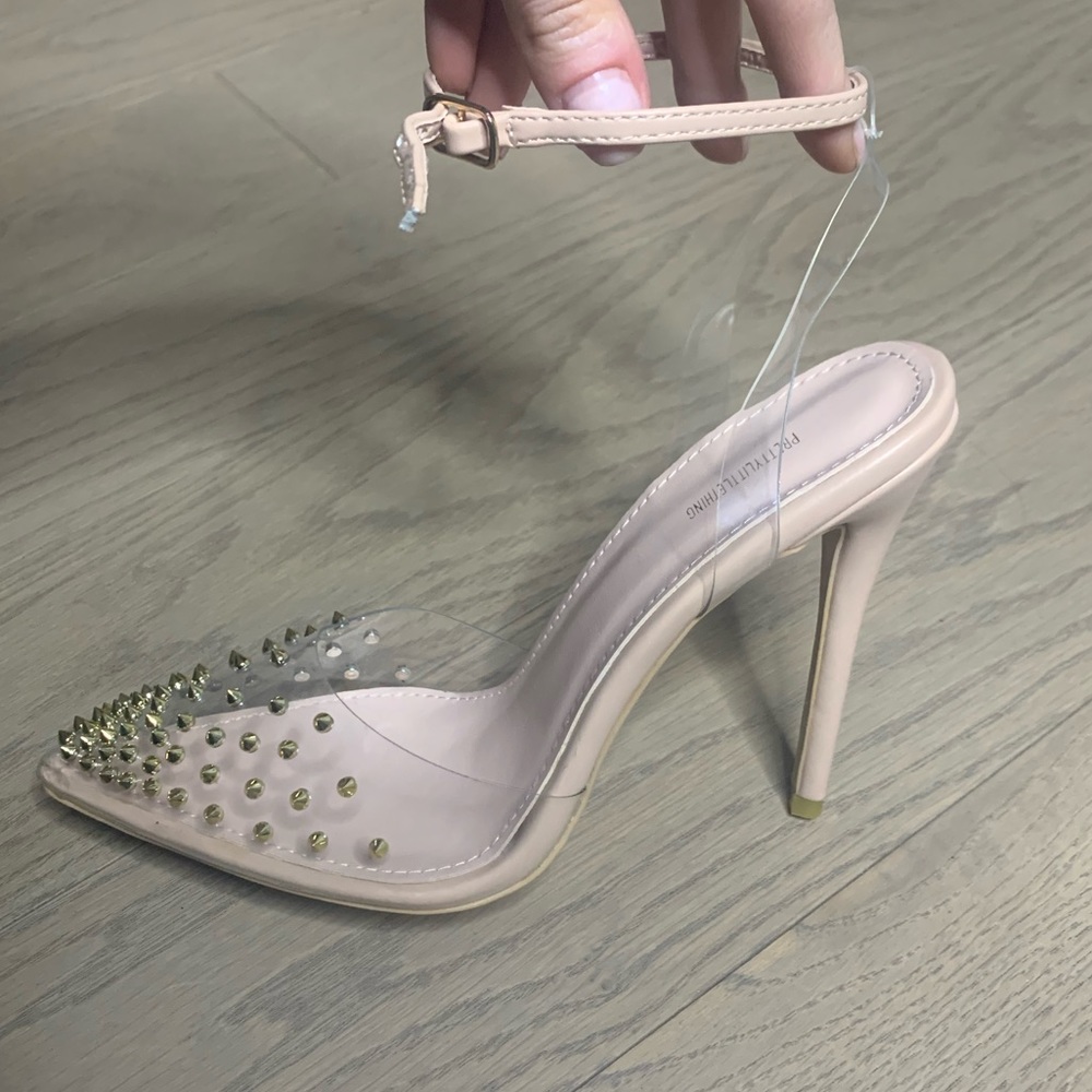 Clear studded heels